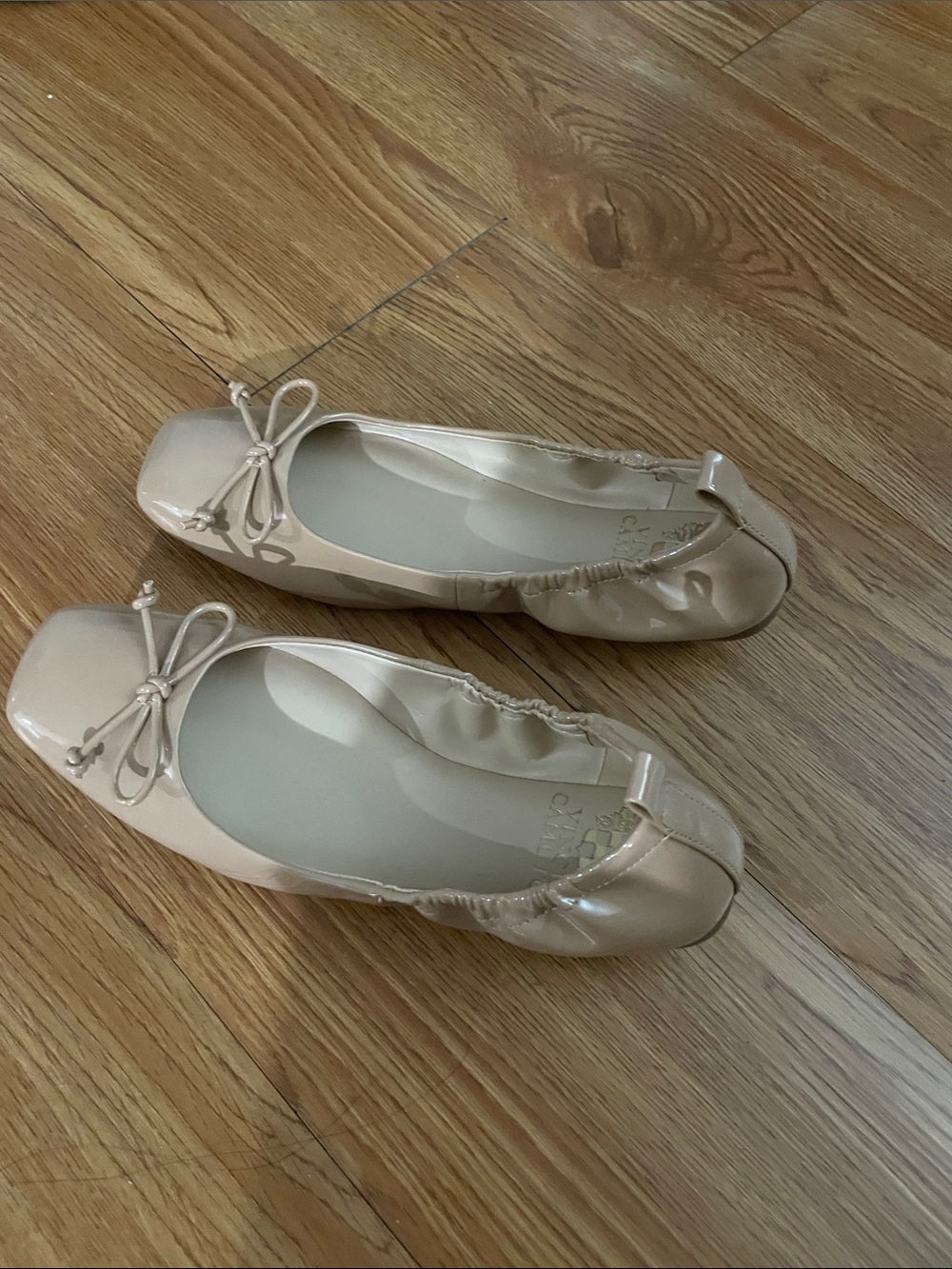 Vince Camuto Patent Ballet Flats in Nude Blush with Bow